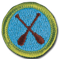 Canoeing merit badge for Boy Scouts, featuring pair of oars