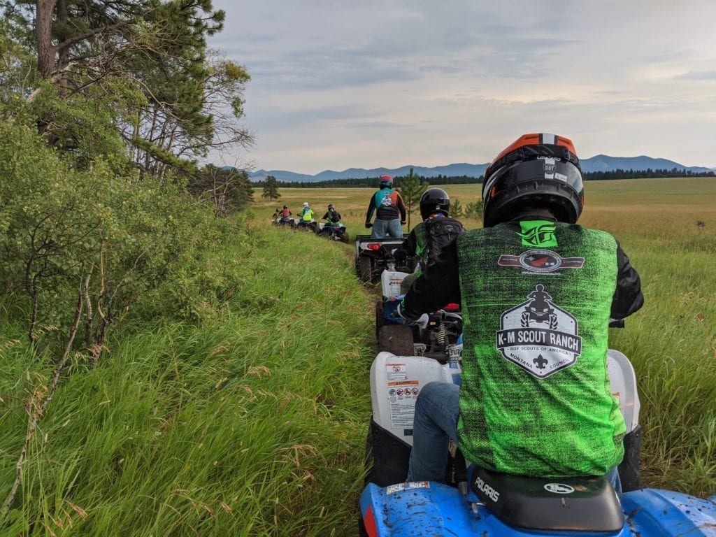 Photo Contest, Grand Prize winner, ason Daughenbaugh, Scoutmaster, Troop 676, Bozeman, ATV leader and participants at K-M Scout Ranch.